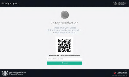 Image of DNS Portal 2-Step Verification QR code web page.