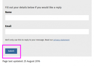 Image showing a Submit button on a Govt.nz online form.